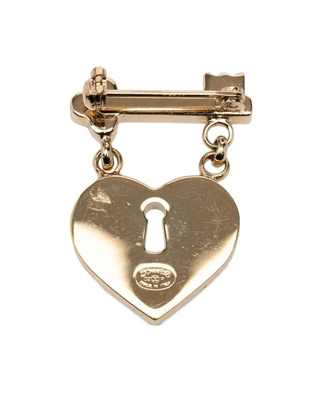 Chanel Cc Logo Heart Key Brooch Metal #287718C64B